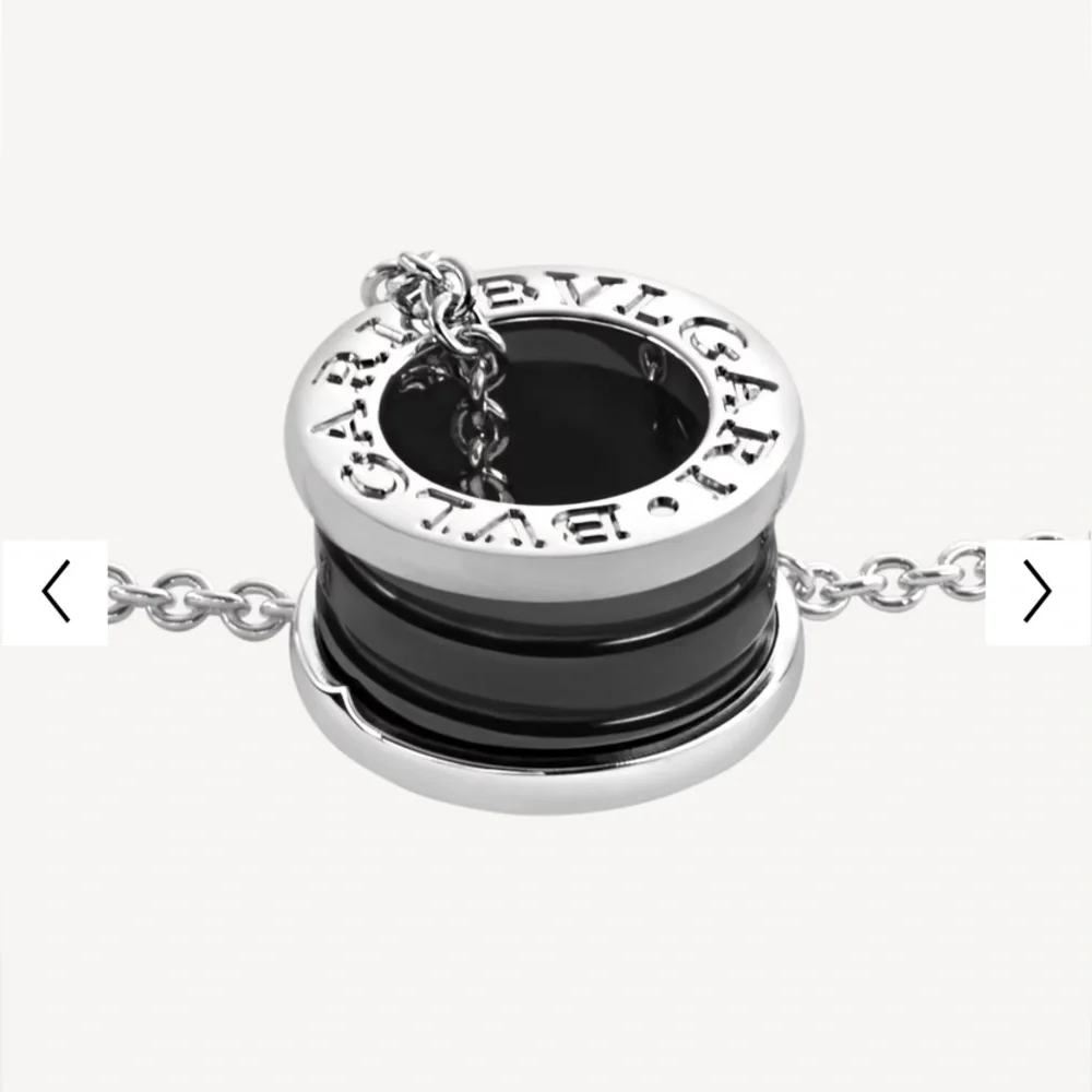 NIB Bulgari Sterling Silver + Ceramic Pendant Necklace, Unisex - Picture 6 of 13